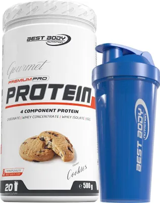 Produktbild von Best Body Nutrition - Gourmet Protein - Cookies - 500 g Dose + Shaker