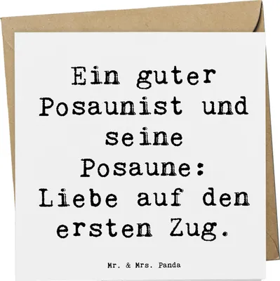 Produktbild von Mr. & Mrs. Panda Klappkarte Spruch Posaune Liebe - Weiß - Geschenk, Musikinstrument, Instrument, anlasskarte, Musiker, doppelkarte, Glückwunschkarte, Lernen, Orchester