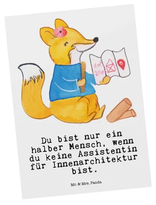 Produktbild von Mr. & Mrs. Panda Postkarte Assistentin für Innenarchitektur Herz - Weiß - Geschenk, bildkarte, Postkarten, Ansichtskarte, Ansichtskarten, Grußkarte