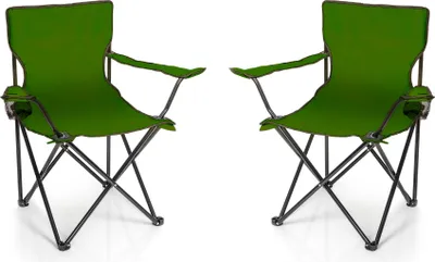Produktbild von BigDean 2X Faltstuhl GRÜN Campingstuhl Anglerstuhl mit Getränkehalter & Tragetasche - Anglersessel klappbar - Klappstuhl Gartenstuhl Faltstuhl