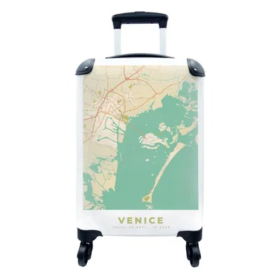 Produktbild von MuchoWow® Koffer Handgepäck Trolley Rollkoffer Kleine Reisekoffer mit 4 Rollen - Venedig - Stadtplan - Karte - Vintage - Cabin Size < 55x40x23 cm & 55x40x20 cm - Fotokoffer - Kabinenkoffer - Boardgepäck - Reise-Box - Reisekoffer - Reisegepäck - Koffer mit Bild - Trolley für Kinder