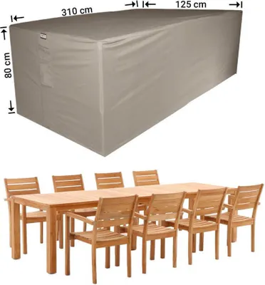 Produktbild von Raffles Covers Schutzhülle für Garten Sitzgruppe 310 x 125 H: 80 cm | Atmungsaktiv | Wasserdicht | UV-beständig | Doppelnähte | Elastischer Kordelzug