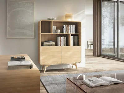 Produktbild von Bücherregal mit 2 Schränken und 4 Fächern – Natur – JALEMO
