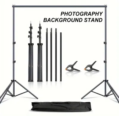 Produktbild von Fotohintergrundständer - HB04501 - Verstellbar - 200 x 300 cm - Eisen - Einfarbig - Für Modefotografie - Schwarz