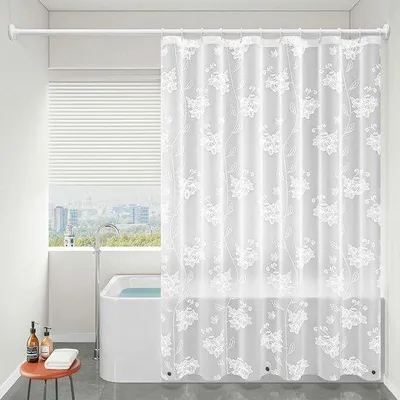 Image de Rideau de douche imperméable à motif floral - Résistant à l'eau et anti-moisissure - 120 x 200 cm