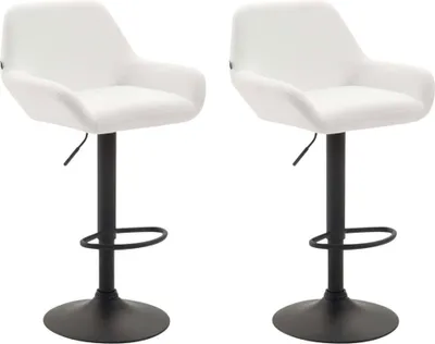 Produktbild von 2er-Set Barhocker - Kunstledersitze - 360° drehbarer Komfort | Farbe: Weiß | Grundfarbe: Schwarz
