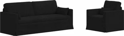 Produktbild von vidaXL Sofa Set 2 stk. Schwarz Stoff