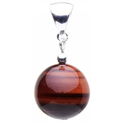 Produktbild von Anhänger aus rotem Tigerauge & 925 Silber rot-braun glatt Kugel Halsschmuck Damen