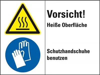 Produktbild von Dreifke® Aufkleber I Kombischild Vorsicht! Heiße Oberfläche..., gemäß ISO 386...