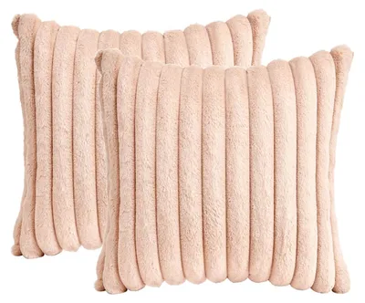 Image de Ensemble de 2 housses de coussin décoratives - Doux velours beige, 40 x 40 cm