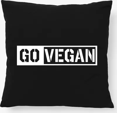Produktbild von Huuraa Kissen Go Vegan Modern 40x40cm mit Füllung Black Baumwolle Dekokissen Geschenkidee