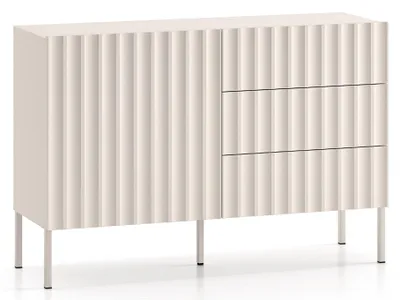 Produktbild von Selsey Derriva - Sideboard mit Schubladen und geriffelten Fronten, hellbeige, 113 cm