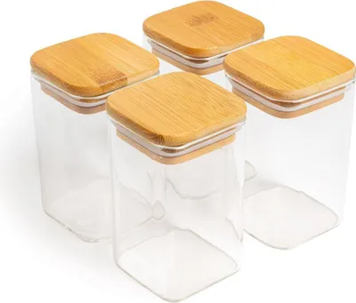 Produktbild von ThermoTasty: Aufbewahrungsglas, Modell: eckig, Größe: 6x10cm, 270ml, 4er-Set