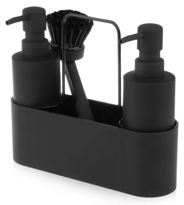 Image de Distributeur de savon 4 en 1 et support pour éponge, noir