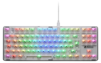 Produktbild von Sharkoon 4044951040131, Tenkeyless (80 - 87 %), Verkabelt & Kabellos, USB, QWERTZ, RGB-LED, Weiß