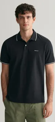 Produktbild von Gant Tipped Piqué Kurzarm-poloshirt Schwarz 2XL Mann Schwarz 2XL