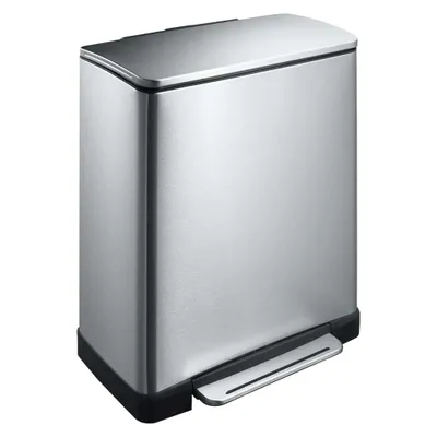 Produktbild von Tritt-Mülleimer rechteckig 50 Liter, EKO - Matt Edelstahl