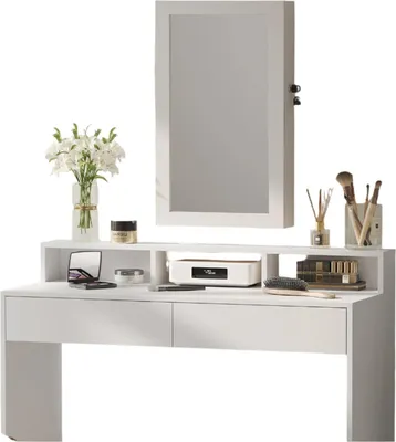 Productafbeelding van Sieradendoos met spiegel - Wandkast - Ruimtebesparend - 10x37x67 cm