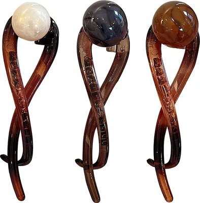 Produktbild von 3 Stück Bananenclip mit Kunstperlen im französischen Stil, dünne, dicke Haarklammer, Vintage, rutschfeste Pferdeschwanz-Schnallenklammer, Haarschmuck für Frauen und Mädchen