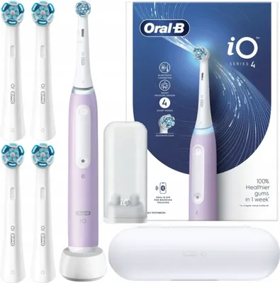 Produktbild von Oral-B | Elektrische Zahnbürste iO Series 4 - Lavendel - mit Etui und 4 Aufsätzen - Intelligente Reinigung