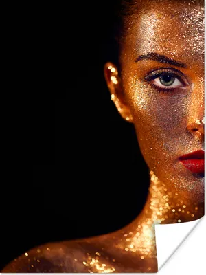 Produktbild von MuchoWow® Poster Make-up - Gold - Frau - Luxus - Glitzer - Kunst 90x120 cm - Wohnzimmer