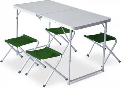 Produktbild von Barvy Klapp-Möbel-Set grün mit Tisch (120x60x70 cm) und 4 Angelhockern