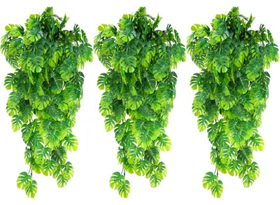 Image de 3 feuilles de monstera artificielles, feuilles de plantes vertes artificielles, feuilles retombantes artificielles pour l'intérieur et l'extérieur, maison, jardin, décoration de porte