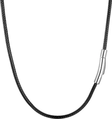 Obrázok produktu pre RWQIAN pánsky kožený náhrdelník so zapínaním 2/3mm čierny/hnedý 46-76cm