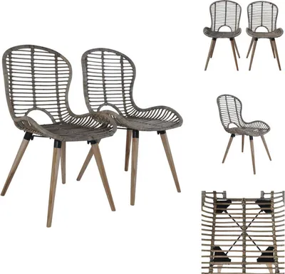 Immagine prodotto di vidaXL Sedie da pranzo 2 pz. Rattan naturale marrone - Sedie da pranzo