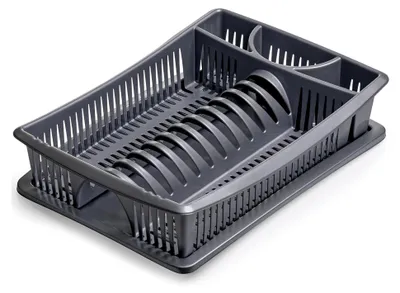 Produktbild von Abtropfgestell Geschirr grau 39x28x9cm, Abtropfgitter Schale - aus robustem Kunststoff Europe