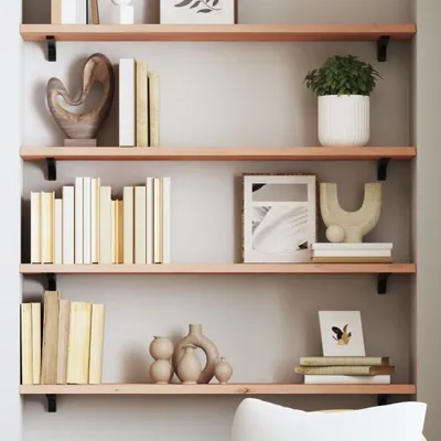 Zdjęcie produktu dla Maison Exclusive - Półka ścienna, wymiary 80x20x2 cm, wykonana z litego drewna dębowego, surowa, nieimpregnowana