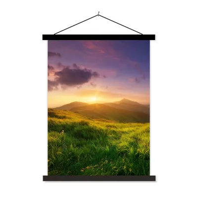 Produktbild von MuchoWow® Textilposter Berge - Sonne - Natur 90x120 cm mit schwarzem Rahmen - Dekoration