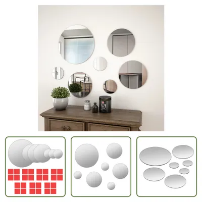 Produktbild von The Living Store 7-teiliges Wandspiegelset Rundglas