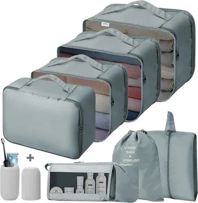 Produktbild von Famanu Packing Cubes Koffer Organizer Set - 9-teilig, Grau