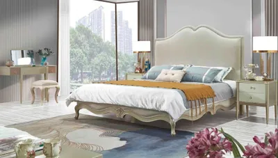 Produktbild von Klassisches Schlafzimmer Set Bett + 2x Nachttisch Barock Rokoko Möbel Betten Neu