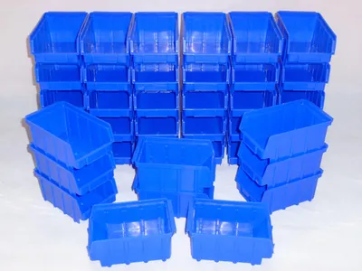 Produktbild von 40 Stk. Stapelboxen - Gr. 2 - blau - Stapelkästen Stapelkasten Sichtlagerkasten
