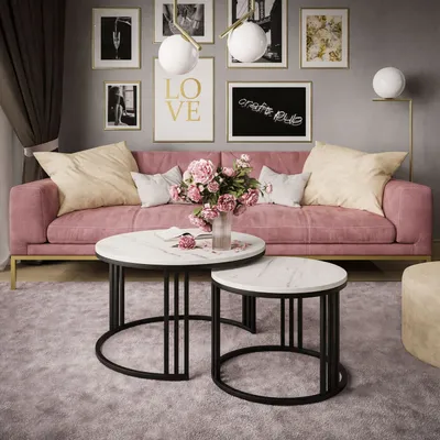 Produktbild von Runder Couchtisch 2in1 LORI LEVANTO, Schwarz / marmor levanto