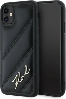 Produktbild von Karl Lagerfeld Diagonal Quilted Script - iPhone 11 Hülle (Schwarz)