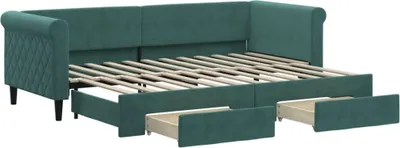 Obrázok produktu pre vidaXL Rozkladacia posteľ so zásuvkami Tmavo zelená 80x200 cm Velvet