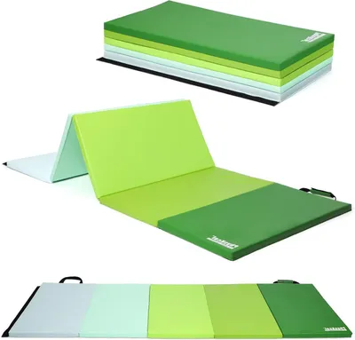 Image de Tapis de sol pliable - Tapis de gymnastique - Tapis de fitness pour la maison - Avec poignées - 195 x 75 cm - Vert