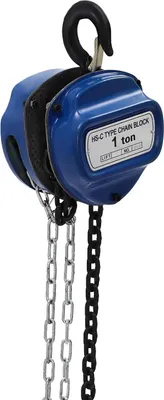 Produktbild von Manueller Kettenzug - Handkettenzug - 1,5 t Tragfähigkeit - G80 Manganstahl - Kette 6 mm - Hubhöhe 3,7 m - Kettenlänge 4 m - 2 Haken 360° drehbar - Blau