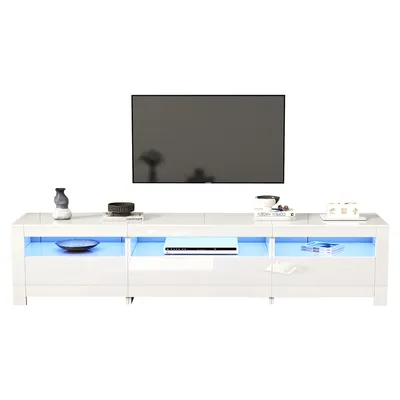 Produktbild von TV-Schrank mit LED-Beleuchtung und Stauraum Herunterklappbarer Schranktür TV-Tisch TV-Ständer TV-Schranktisch 190x24x40cm Weiß