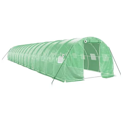 Produktbild von vidaXL Gewächshaus mit Stahlrahmen Grün 48 m² 16x3x2 m