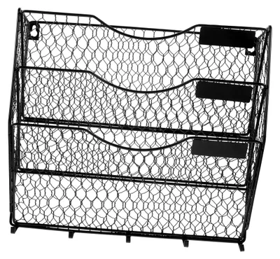 Produktbild von Wandzeitungsständer aus Metall, Zeitschriftenhalter für die Wand, Organizer für Literatur und Ordner, Prospekthalter mit Postaufhänger und Briefablage