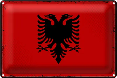 Produktbild von Blechschild Flagge Albanien 40x30cm Retro Flag Albania