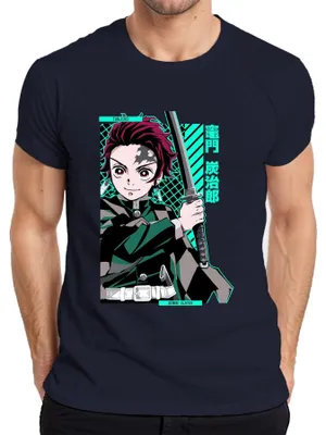 Immagine prodotto di Maglietta Tanjiro Demon Slayer Kamado Sword Anime Manga Gift Cosplay Uomo, Navy, M