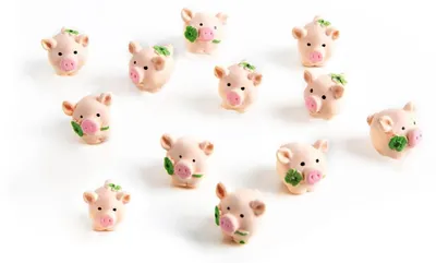 Produktbild von 12 kleine kugelrunde Glücksschweine 2 cm - Mini Glücksbringer 2025