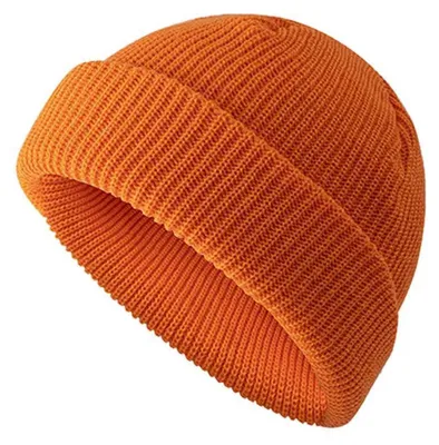 Obrázek produktu pro Uniová pletená čepice pro muže i ženy, teplá zimní čepice, měkká čepice typu "beanie", barva: oranžová, velikost: 56-58 cm