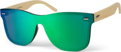 Produktbild von styleBREAKER Uni Monoglas Nerd Sonnenbrille mit Bambus Bügeln und Polycarbonat Glas, Retro Style 09020112