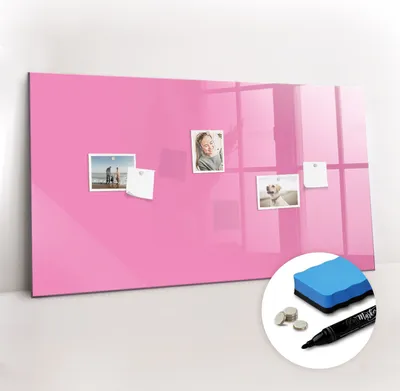 Produktbild von Magnetpinnwand Memoboard - Zubehörsatz - Schwarzer Marker + Schwamm + Magnete - 120 x 60 cm - Pinke Farbe